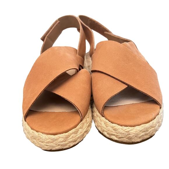 Eileen Fisher Leather Timor Wedge Sandal - Cognac - Sz 9 - Picture 3 of 8
